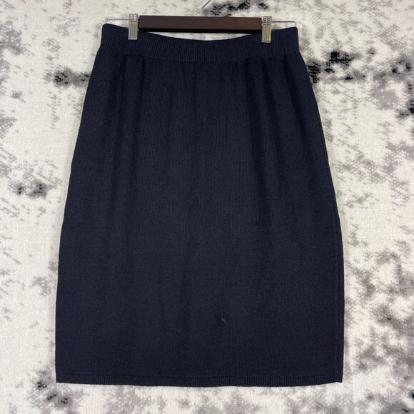 St John Basics Marie‎ Gray Santana Knit Skirt Womens Size Medium Black - Picture 1 of 8
